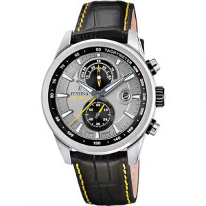 Festina Montre Timeless Chronograph Gris, Bracelet d&rsquo; Cuir, Homme