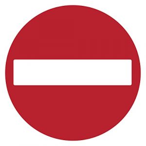 Autocollant Signal&eacute;tique plastifi&eacute; rond sticker r&eacute;sistant &agrave; l&rsquo;eau NF ISO7010 - Adh&eacute;sif lamin&eacute; r&eacute;sistant aux UV - Sens Interdit - Diam&egrave;tre 25 cm