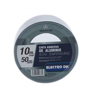 PRENDELUZ Ruban adhésif en aluminium de 10 mètres - Adhésif acrylique haute résistance - Spécial pour les températures élevées.