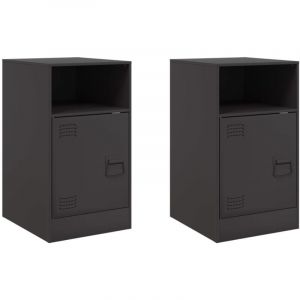 VidaXL Tables de chevet 2 pcs noir 34,5x39x62 cm acier, armoire, meubles de chambre à coucher, support de téléphone, armoire d'appoint