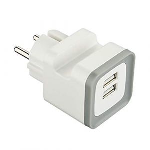 Electraline Mini adaptateur 2 USB - 5V2.4A - Blanc et gris