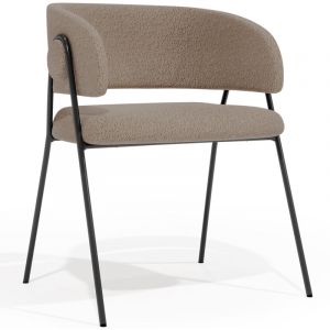 Chaise De Salle À Manger - Revêtue De Tissu Bouclé - Manar Taupe