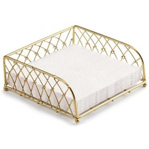 Ambiente Support à serviettes en papier - Noeuds - en métal or - Hauteur 7 cm - Largeur 18 cm - Profondeur 18 cm