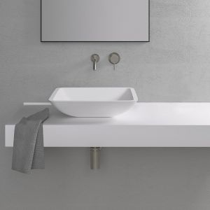 LAKE 42 - Vasque à poser en Solid Surface Blanc Mat 42 x 42 x 10,5(h) cm