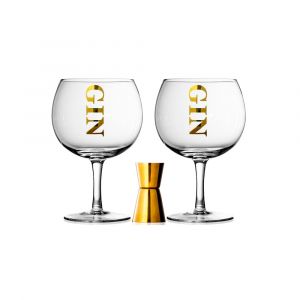 Table passion Coffret de 2 verres &agrave; Gin et doseur transparents
