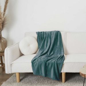 Plaid Flanelle "Cocooning" 125x150cm Bleu Pétrole Prix