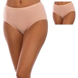 PLAYTEX Culotte Femme Midi Coton Bio Ultra-Confortable x2, 50,Skin