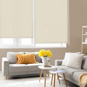 Blindecor Ara | Store Enrouleur translucide uni - Marron Clair, 90 x 175 cm (Largeur x Hauteur) | Taille du Tissu 87 x 170 cm | Stores pour fenêtres