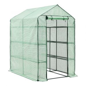 Serre de jardin vale en acier et polyéthylène avec étagères intégrées 120 x 170 x 194 cm vert 03_0008258