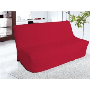 Soleil d'Ocre Housse clic-clac matelassé en coton PANAMA rouge. Unie, classique et sobre Dimension: 185 à 200 x 120 à 140 cm Composition: tissus