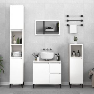 Image de VidaXL Armoire de salle de bain blanc 30x30x100 cm bois d'ingénierie