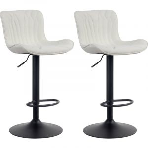 CLP Lot de 2 tabourets de bar ajustables en tissu Crème