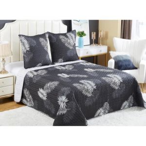 Couvre lit boutis 2 Places 220x240cm Dessin imprimé avec 2 Taies 65x65cm B-1-119