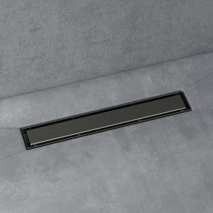 Doporro - Caniveau de Douche Italienne Extra Plate Gris en Inox 50 cm Drain de Sol à Carreler avec Siphon et Filtre KE110