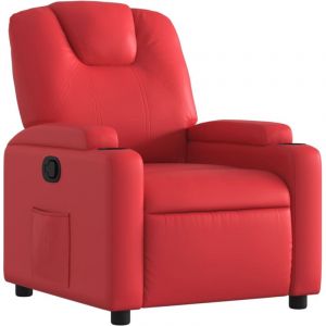 VidaXL Fauteuil Inclinable, Chaise de Relaxation avec Porte-gobelets, Siège avec Dossier et Accoudoirs Salle de Séjour, Moderne, Rouge Similicuir 372394