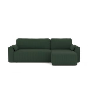 Canapé d'angle convertible en velours côtelé 4 places vert