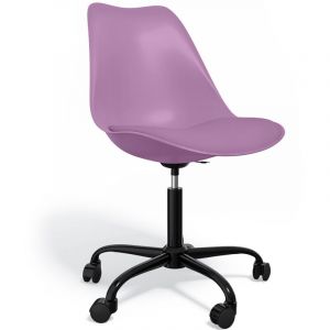 Privatefloor Chaise de bureau avec roulettes - Chaise de bureau pivotante - Structure noire Tulip Violet pastel