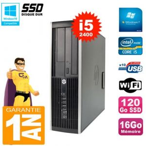 HP PC Compaq 8200 SFF Core I5-2400 RAM 16Go Disque 120Go SSD Graveur DVD Wifi W7