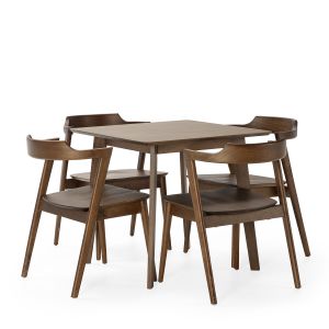 Ensemble table 80x80 cm et 4 chaises de salle à manger Venus Noyer