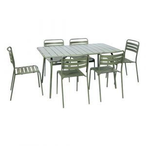 Sweeek Table de jardin pliante métal 6 chaises Amelia vert 1412 x 80 x 725cm