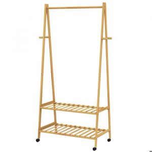 Portemanteau en bambou avec roulettes 155x70x45cm