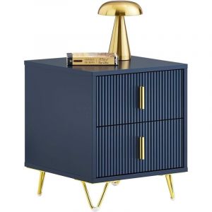 Sobuy Table de Chevet, Table de Nuit avec 2 tiroirs, Table d&rsquo;appoint Moderne pour Chambre et Salon, Bleu L40 x P40 x H47 cm FBT115-B