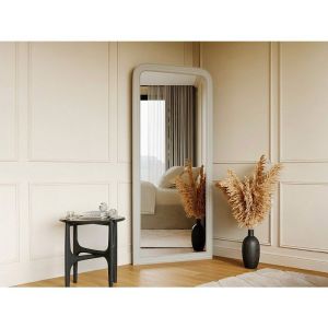 Grand miroir en bois de paulownia - L. 80 x H. 180 cm -Blanc mat - HELOISE