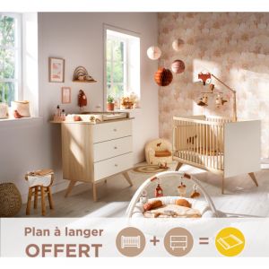 Sauthon Chambre bébé complète Camille, Lit 120x60 et Commode à langer -