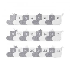 Calendrier de l'Avent &agrave; suspendre en feutre - Blanc/Gris