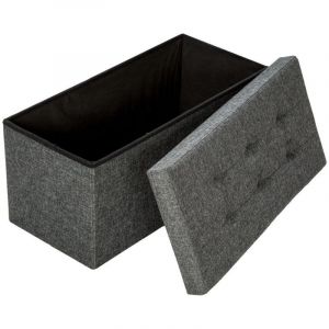 Pouf coffre de rangement pliable grand format tissu gris foncé 1208014