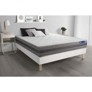 Image de Ensemble matelas ACTILATEX RELAX Latex et mémoire de forme 200x200 cm Maxi épaisseur 5zones de confort + sommier KIT blanc