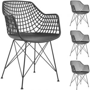 Image de Idimex Lot de 4 chaises ALICANTE, en plastique noir