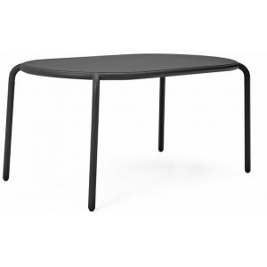 Fatboy Table ovale Toní Tavolo / 160 x 90 cm - Trou pour parasol + bougeoir amovible gris en métal