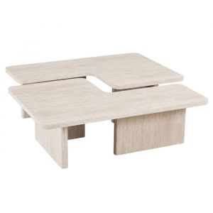 Image de ARALLO - Table basse modulable couleur travertin beige 120 cm