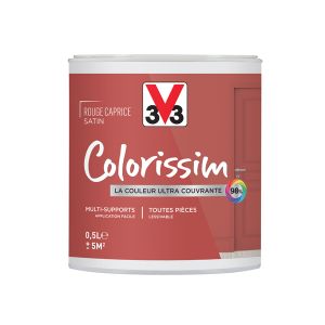 Image de V33 Peinture acrylique multi-supports Colorissim satin rouge caprice 500 ml