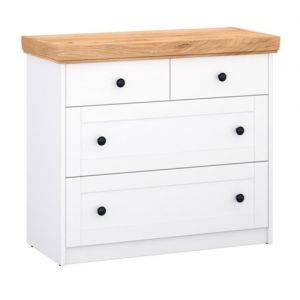 HomeStyle4U 2228 Commode C ne Blanc en Bois M if avec 4 Tiroirs Sideboard 92,3 x 82 x 41,8 cm