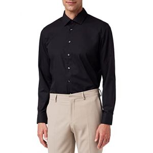 Seidensticker Slim Fit Infroissable Manches Longues Col Kent Chemise d'affaires Homme, Noir, 38