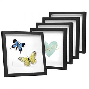 EUGAD lot de 5 Cadres Photo Style 3D MDF et Verre 40x40cm Noir