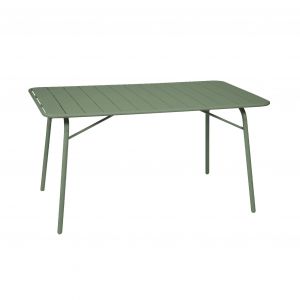 Table de jardin pliante métal 6 places vert Amelia 140x80cm traitement antirouille lattes et bords arrondis