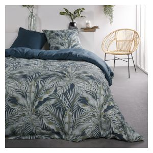 Today Parure de lit 2 personnes imprimé jungle en Coton Bleu 240x260 cm