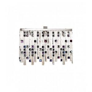 L inaire Center Applique murale design en cristal PRISMA chrome 3 ampoules Hauteur 33 Cm