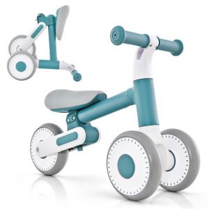 Image de Costway Draisienne Sans P&eacute;dale Pour B&eacute;b&eacute; 1-3 Ans Avec 3 Roues, V&eacute;lo D'&eacute;quilibre Enfant Pliable Avec Selle R&eacute;glable En Hauteur, Bleu