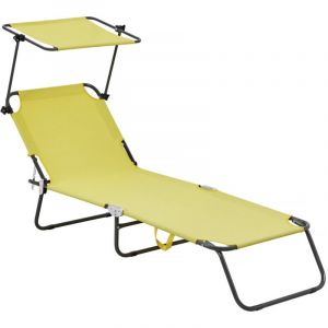 Habitat et Jardin Bain de soleil pliable "Lazy" - Avec pare soleil - Jaune