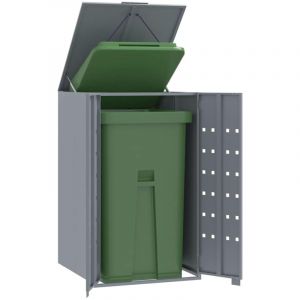 VidaXL Rangement à roulettes pour poubelles pour bac unique gris acier