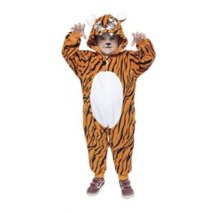 Rubie's D&eacute;guisement de tigre pour gar&ccedil;ons et filles, unisexe, combinaison &agrave; capuche avec t&ecirc;te de tigre et queue, original, id&eacute;al pour Halloween, No&euml;l, carnaval et anniversaire.