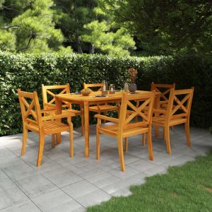 VidaXL Ensemble de salle &agrave; manger de jardin 7 pcs Bois d'acacia solide - N/A