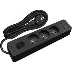 No Name Multiprise seldur G3FH32S, 3 prises type e + interrupteur, usb a+c charge rapide 20W, Noir, câble 3m