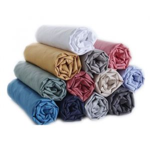 Draps Housse - Multicolore - 200x200cm - Polycoton 57 fils - Bonnet 30 cm - Lot de 6