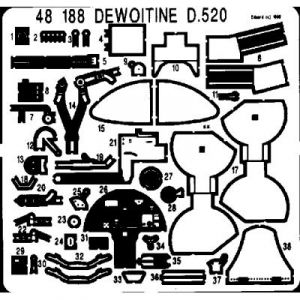 Eduard Accessoire Dewoitine D.520 (pour maquettes Tamiya) 1/48 ED48188 - Kit de superdétail pour avions