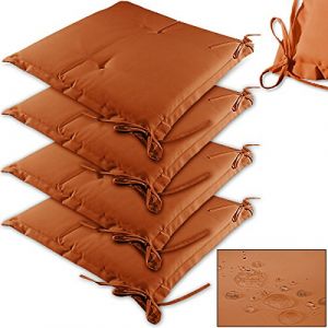 Deuba 4 Coussins pour Chaise Brun - Galette Dessus de Chaise 41cm - Jardin Terrasse